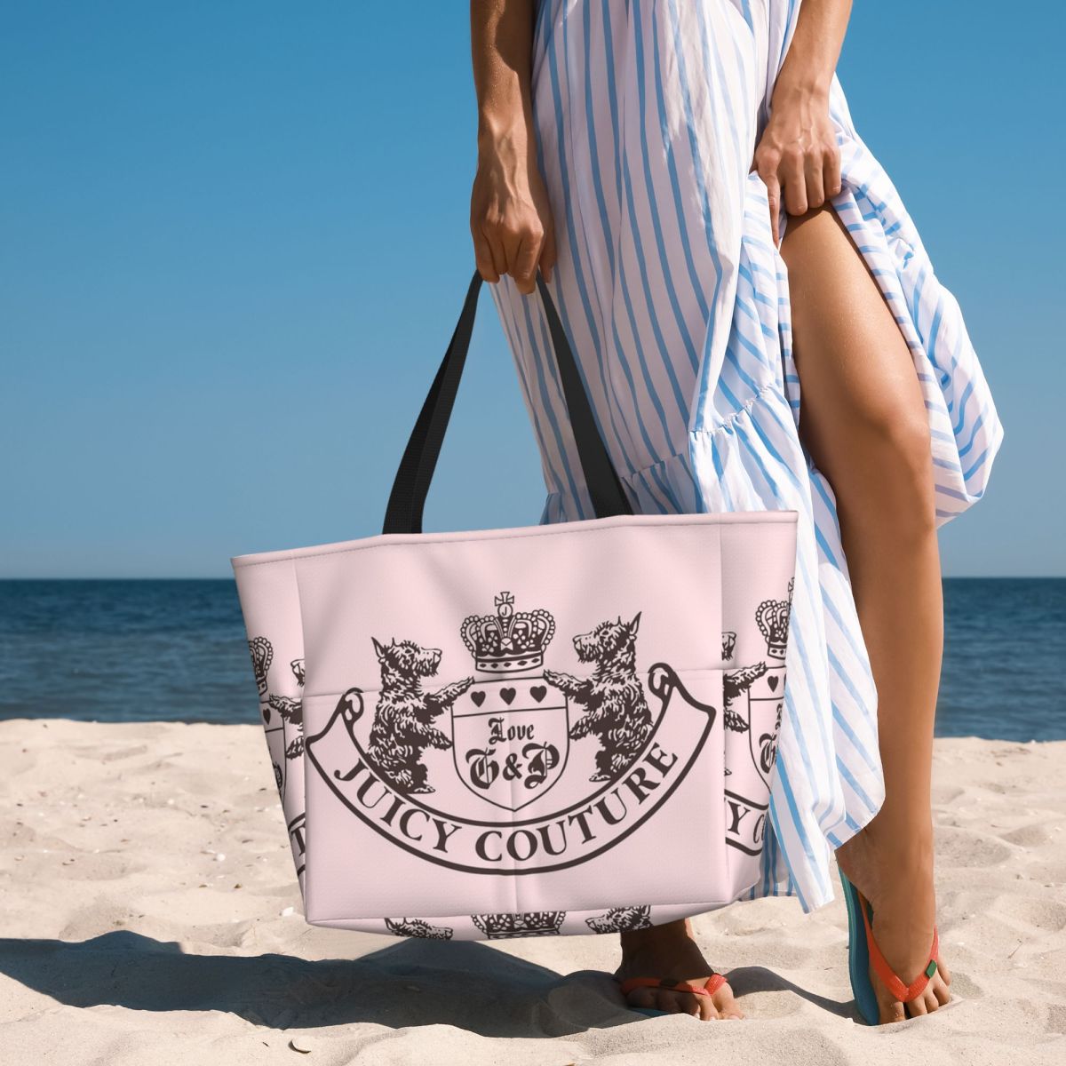 Yoga Fitness Tote - Y2k Juicy Couture Crest Beach Tote