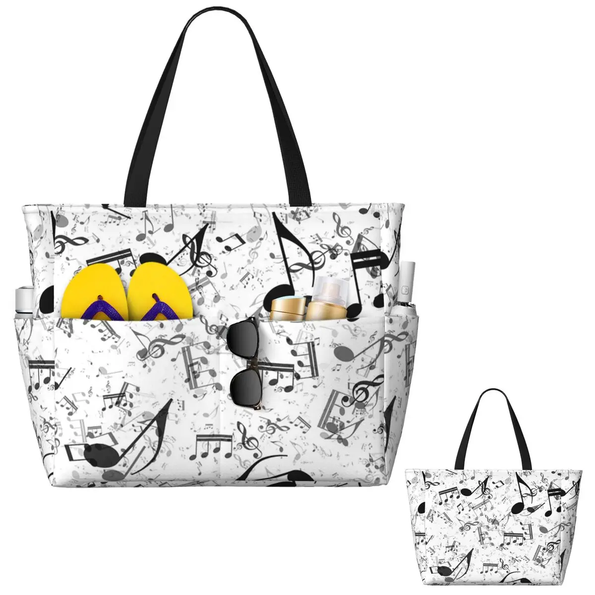 Bass Music Notes Beach Tote Ba - Yoga Fitness Music incelemesi ve fiyatı