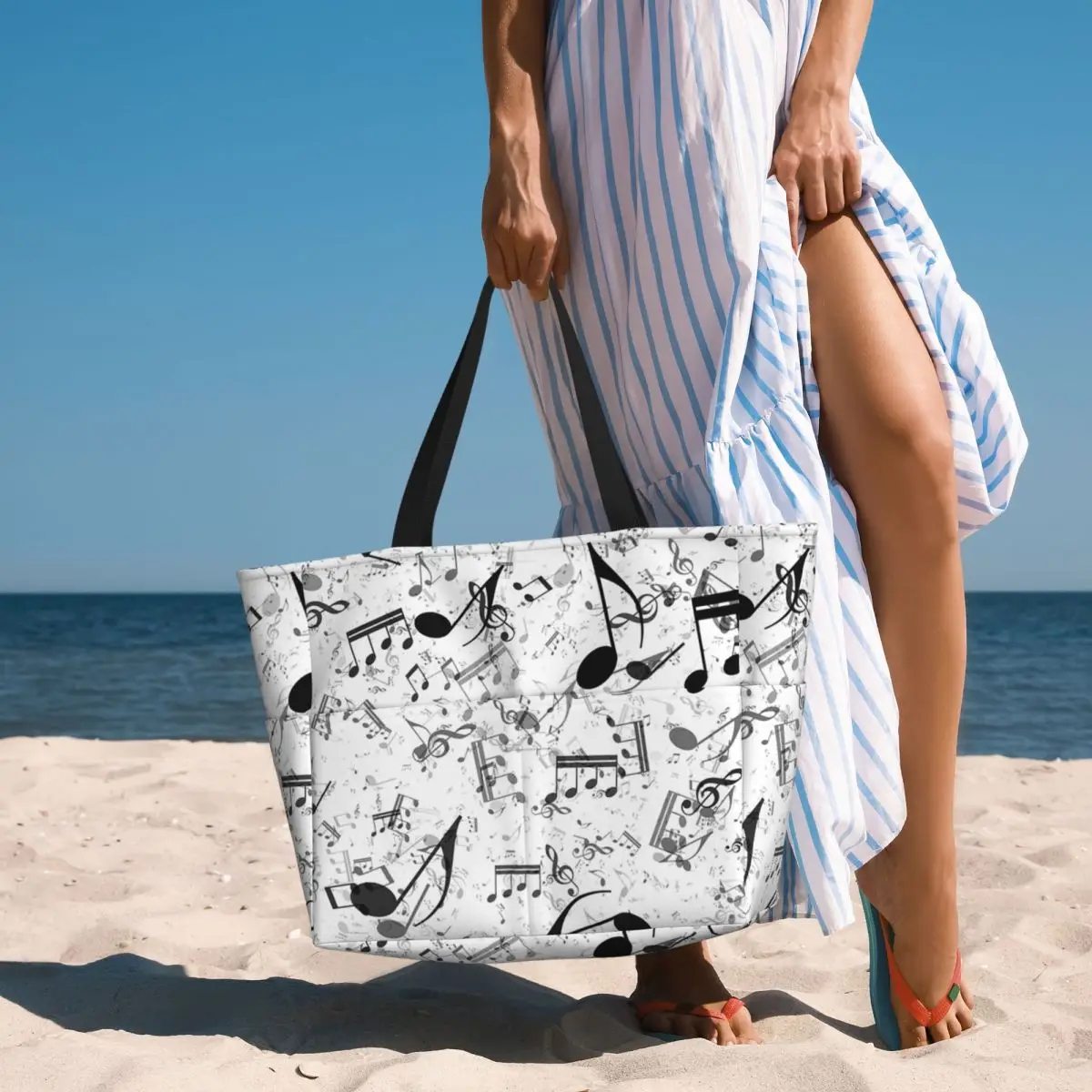 Bass Music Notes Beach Tote Ba - Yoga Fitness Music incelemesi ve fiyatı