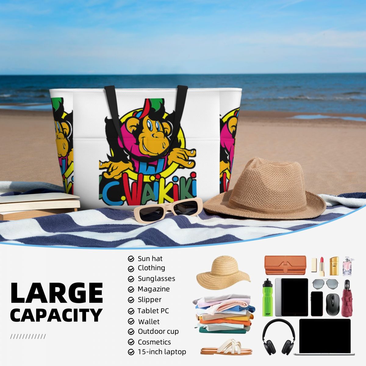 Monkey Lc Waikiki Singe Beach  - Yoga Fitness Tote incelemesi ve fiyatı