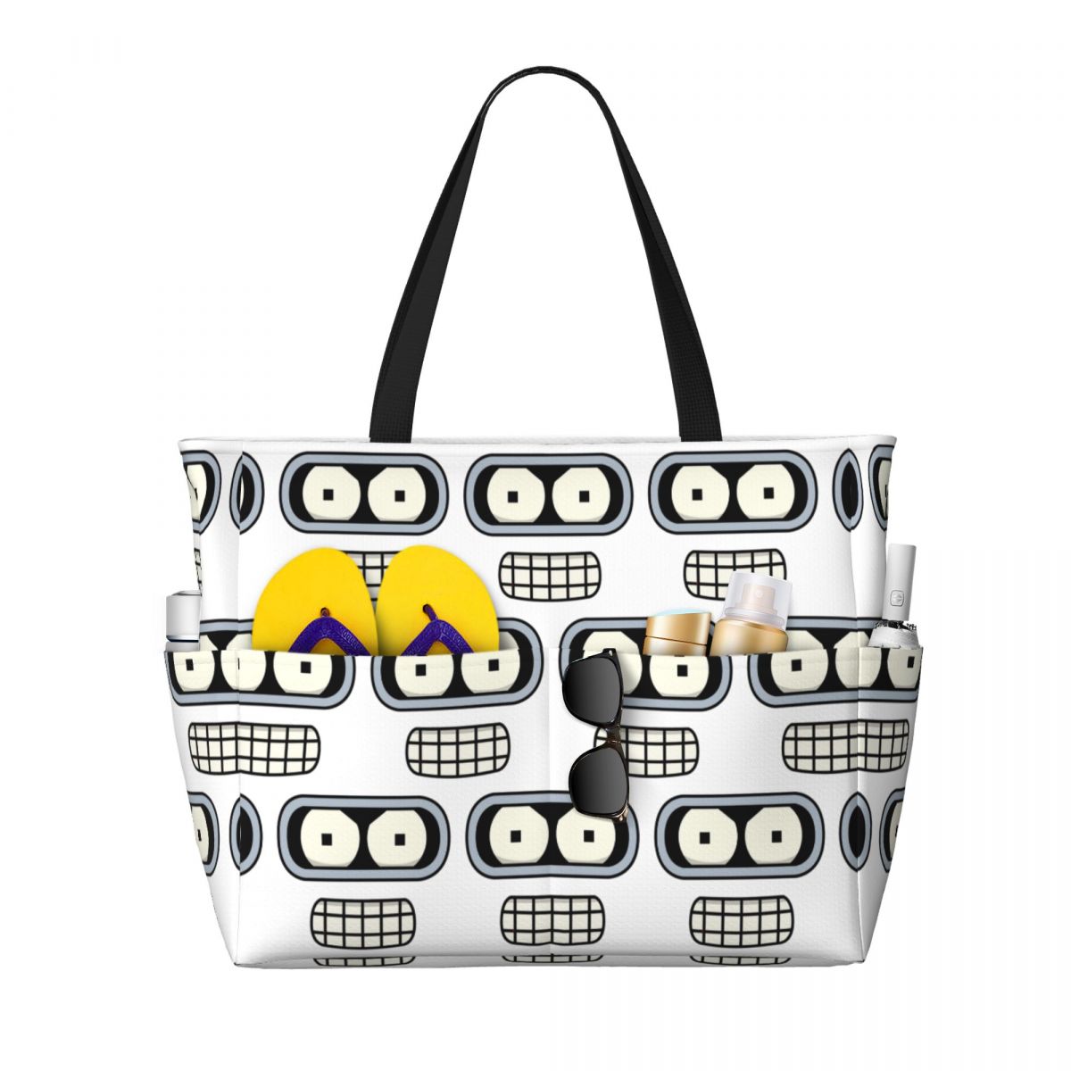 Bender's Face Beach Tote Bag S - Yoga Fitness Tote incelemesi ve fiyatı