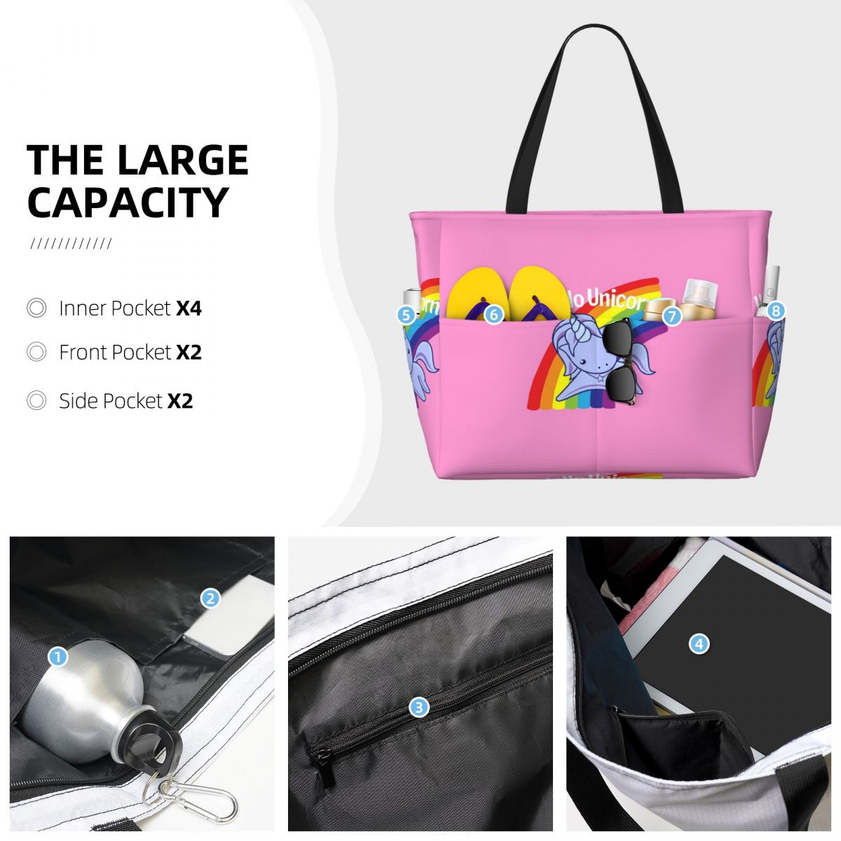 Hello Unicorn Beach Tote Bag S - Yoga Fitness Tote incelemesi ve fiyatı