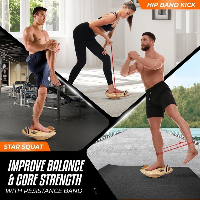 Wooden Fitness Balance Board A - Yoga Fitness Exercises incelemesi ve fiyatı