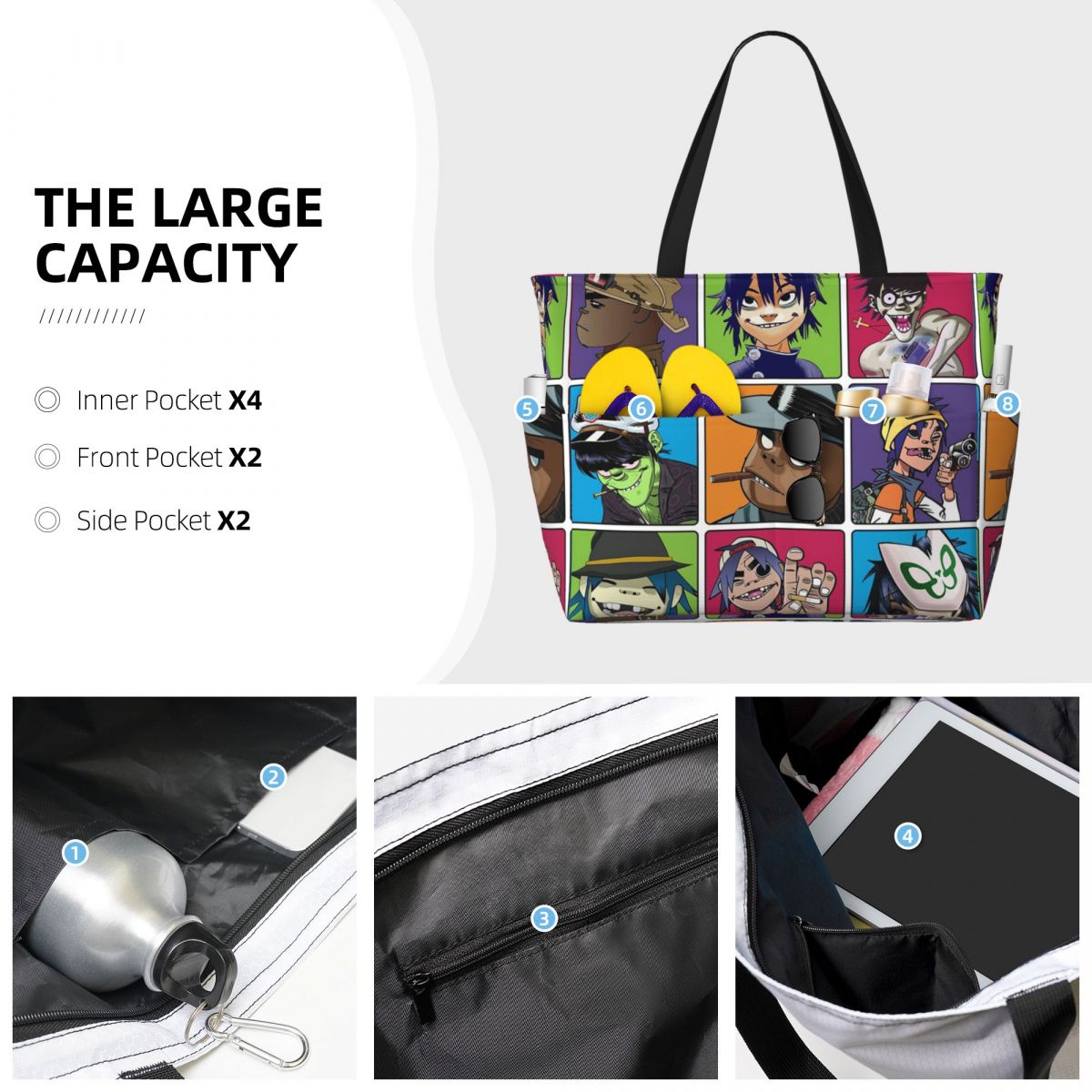 Music Band Gorillaz Beach Tote - Yoga Fitness Music incelemesi ve fiyatı