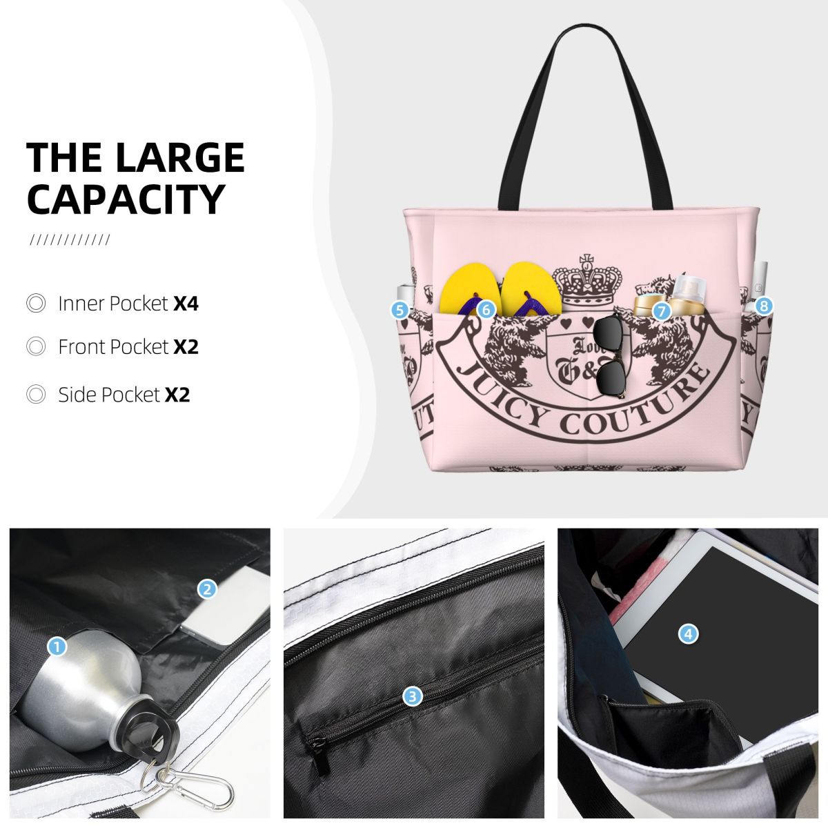 Y2k Juicy Couture Crest Beach  - Yoga Fitness Tote incelemesi ve fiyatı