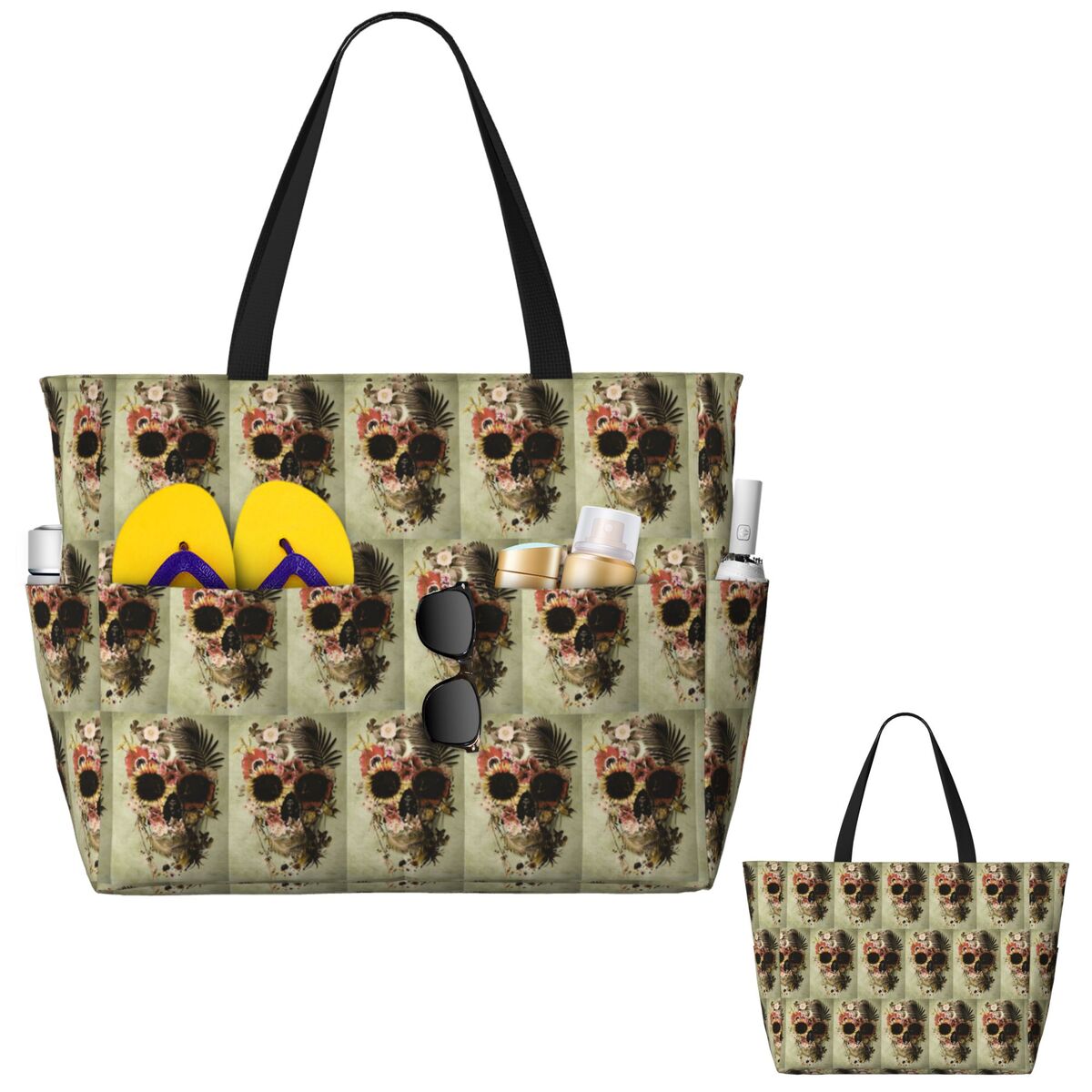 Garden Skull Light Beach Tote  - Yoga Fitness Tote incelemesi ve fiyatı