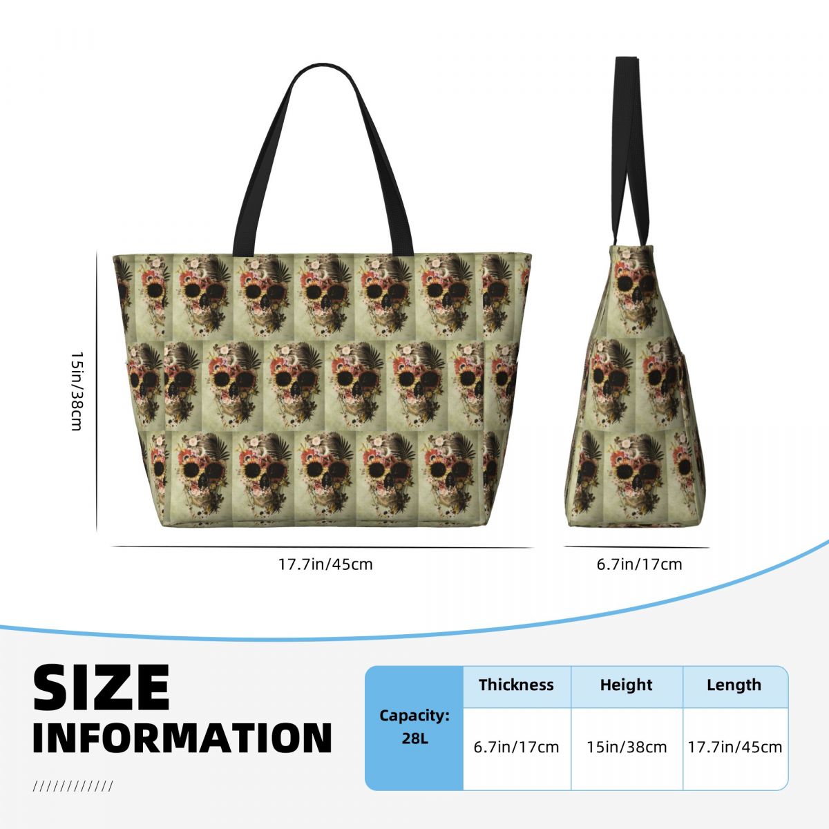 Garden Skull Light Beach Tote  - Yoga Fitness Tote incelemesi ve fiyatı