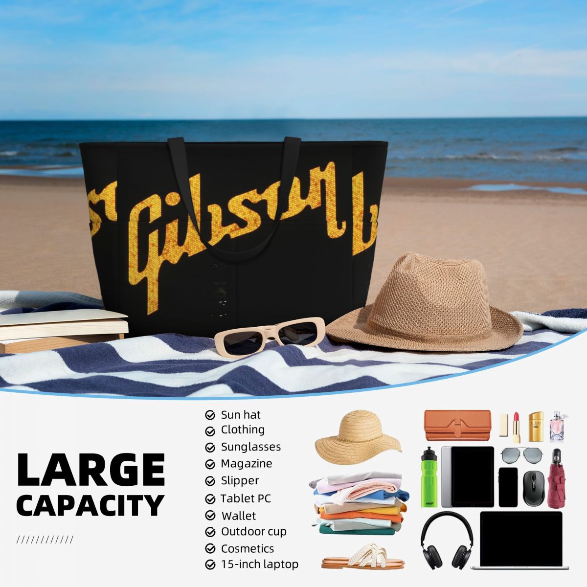 Gibson Music Logo Beach Tote B - Yoga Fitness Music incelemesi ve fiyatı