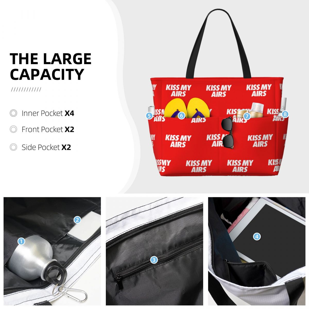 Kiss My Airs 50x80 Beach Tote  - Yoga Fitness Tote incelemesi ve fiyatı