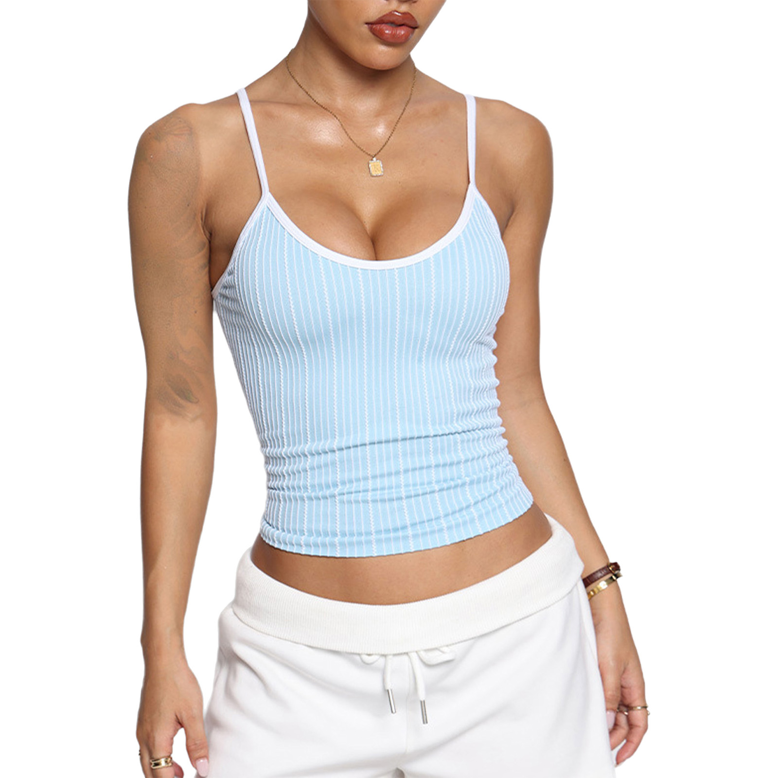 Women U Neck Striped Adjustabl - Yoga Fitness Exercises incelemesi ve fiyatı