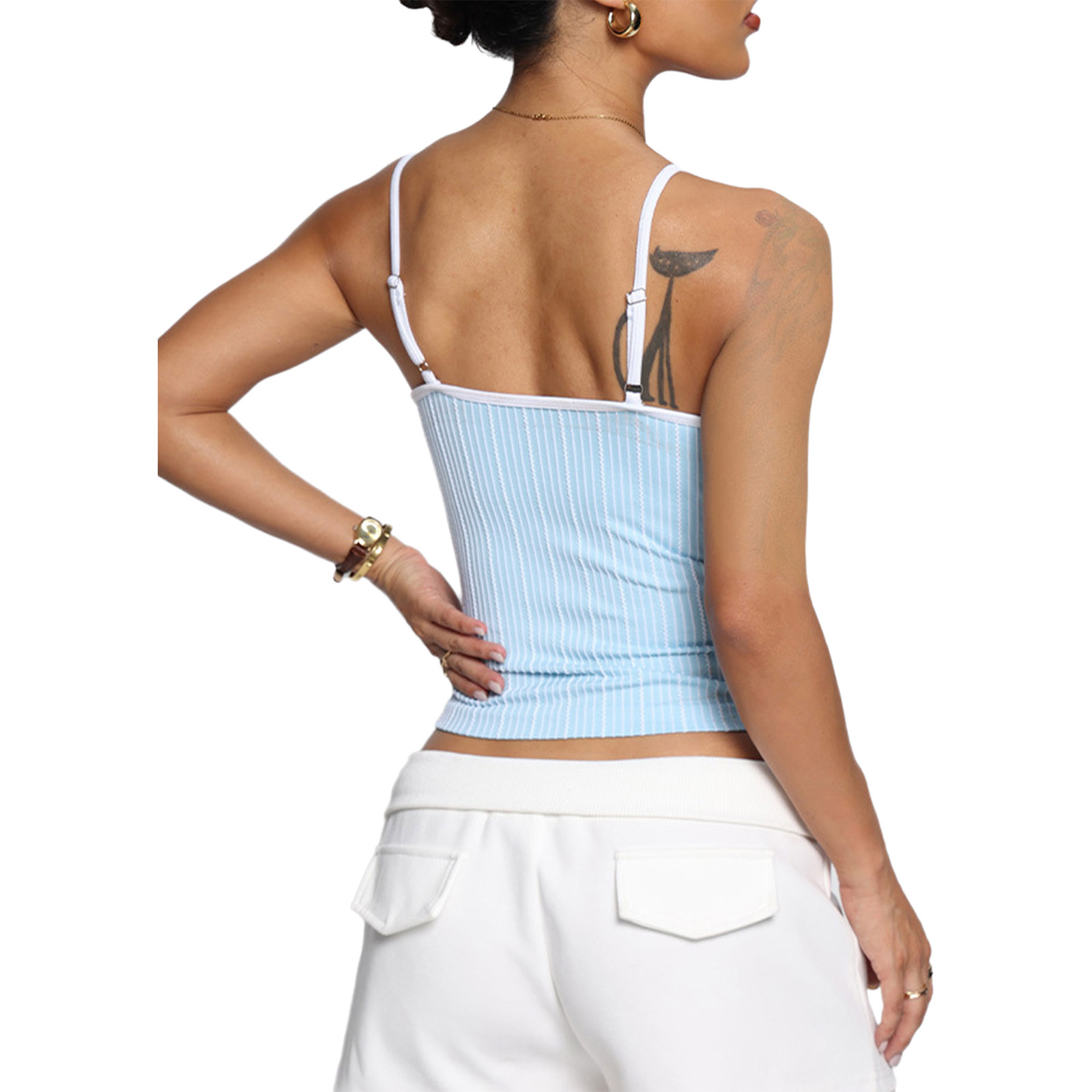 Women U Neck Striped Adjustabl - Yoga Fitness Exercises incelemesi ve fiyatı
