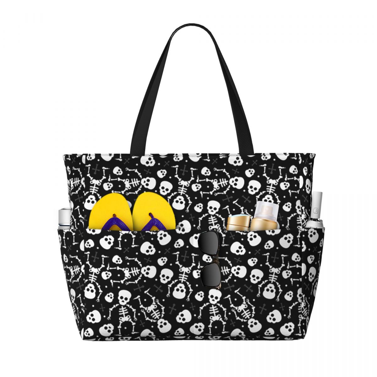 Skull Floral Rose Thorn Gothic - Yoga Fitness Tote incelemesi ve fiyatı