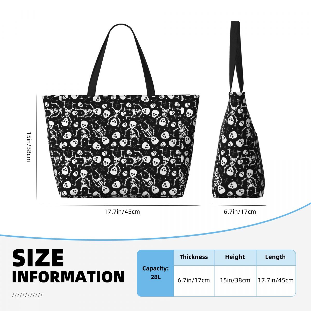 Skull Floral Rose Thorn Gothic - Yoga Fitness Tote incelemesi ve fiyatı